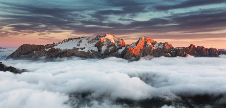 Beautiful spring landscape in the mountains. Sunset - Italy Dolo